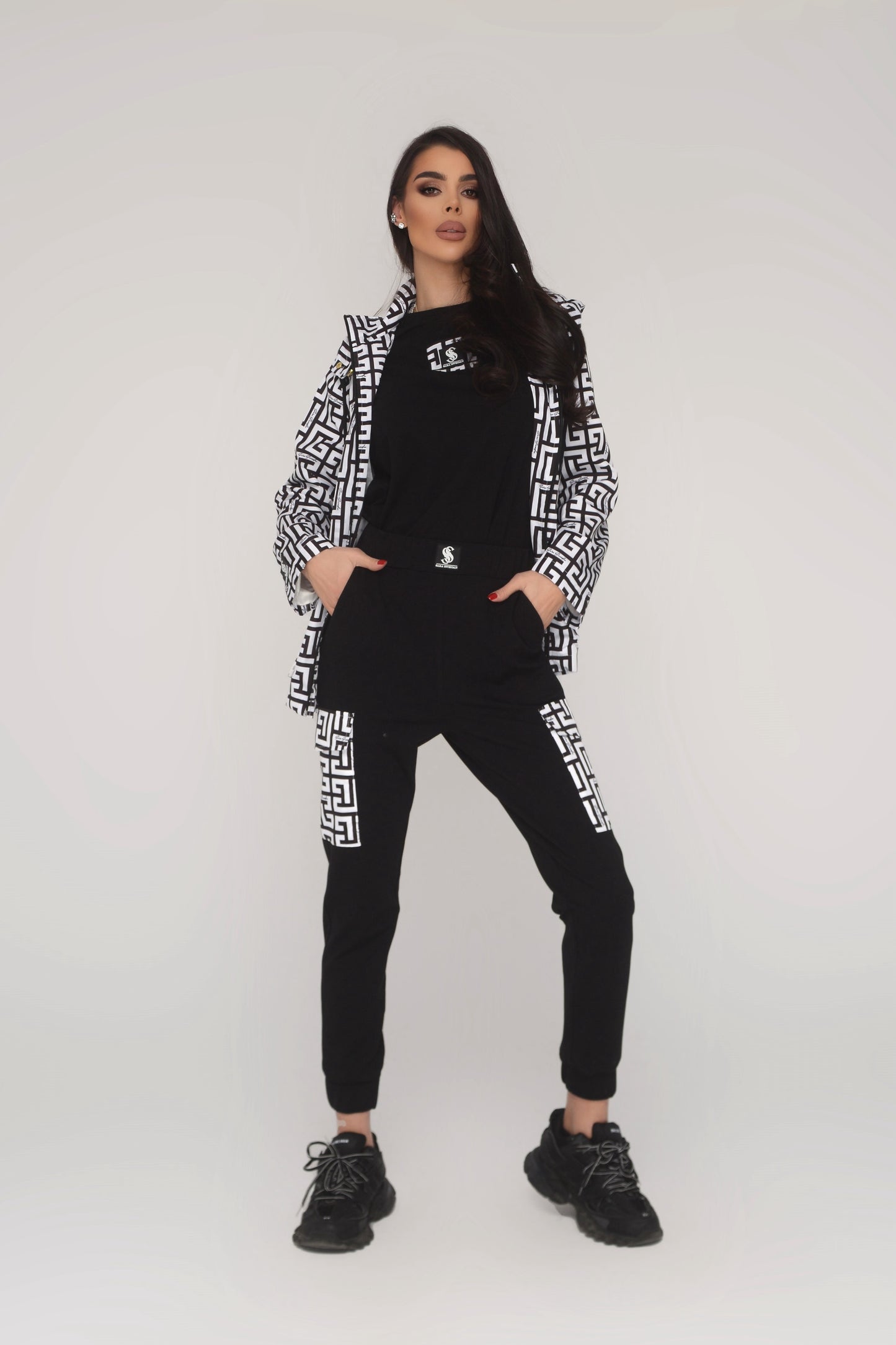 Спортен Панталон с Джобове Монограм Black/White