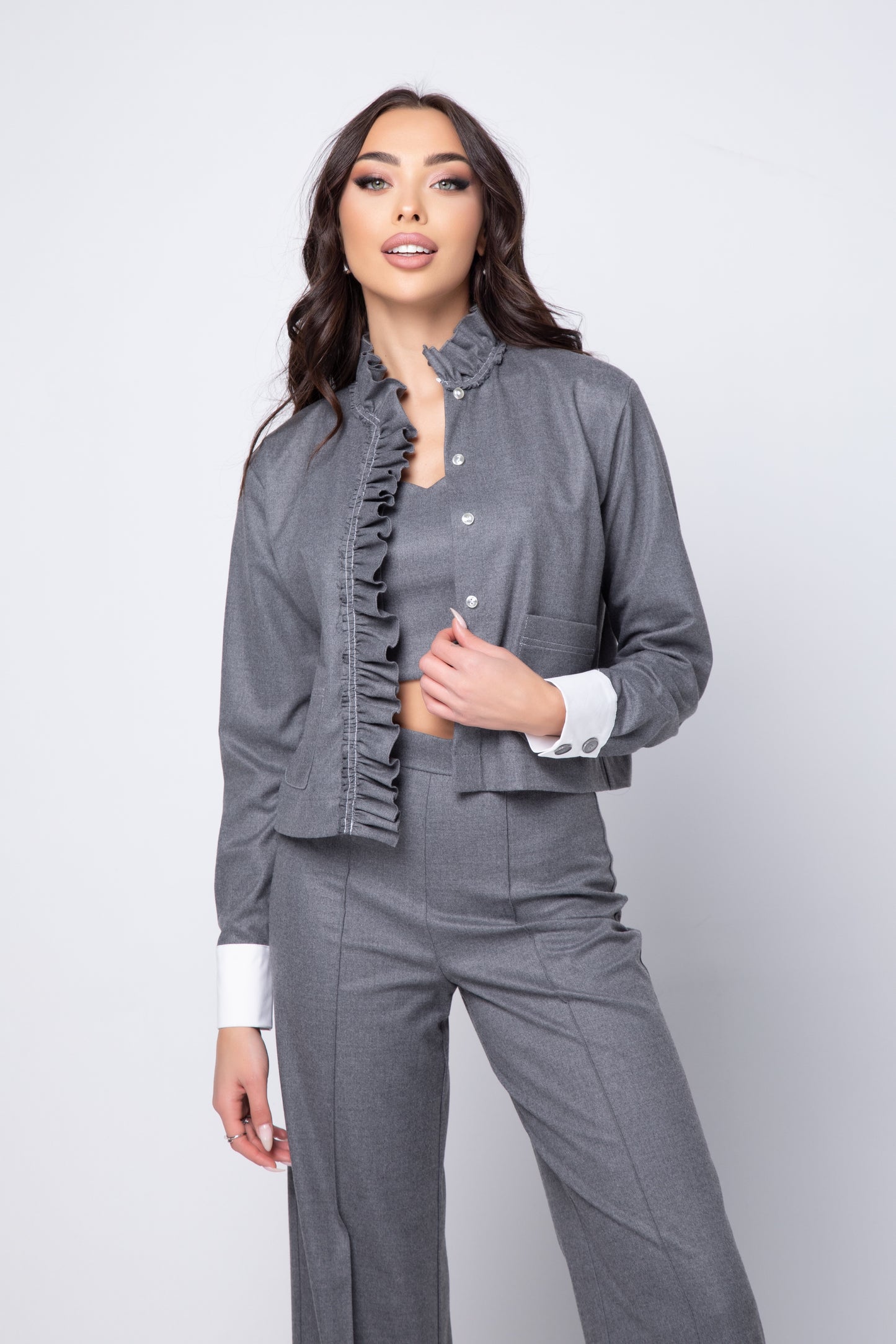 Разкроен панталон с ръб "Passione" Grey